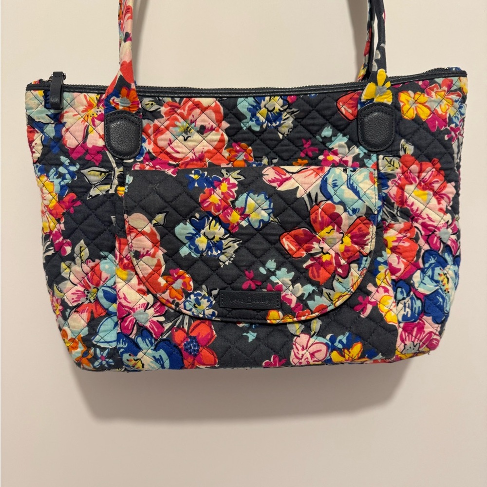 Vera Bradley Carson East West Tote Bag Pretty Posies Zip Shoulder Multicolor - Picture 4 of 11